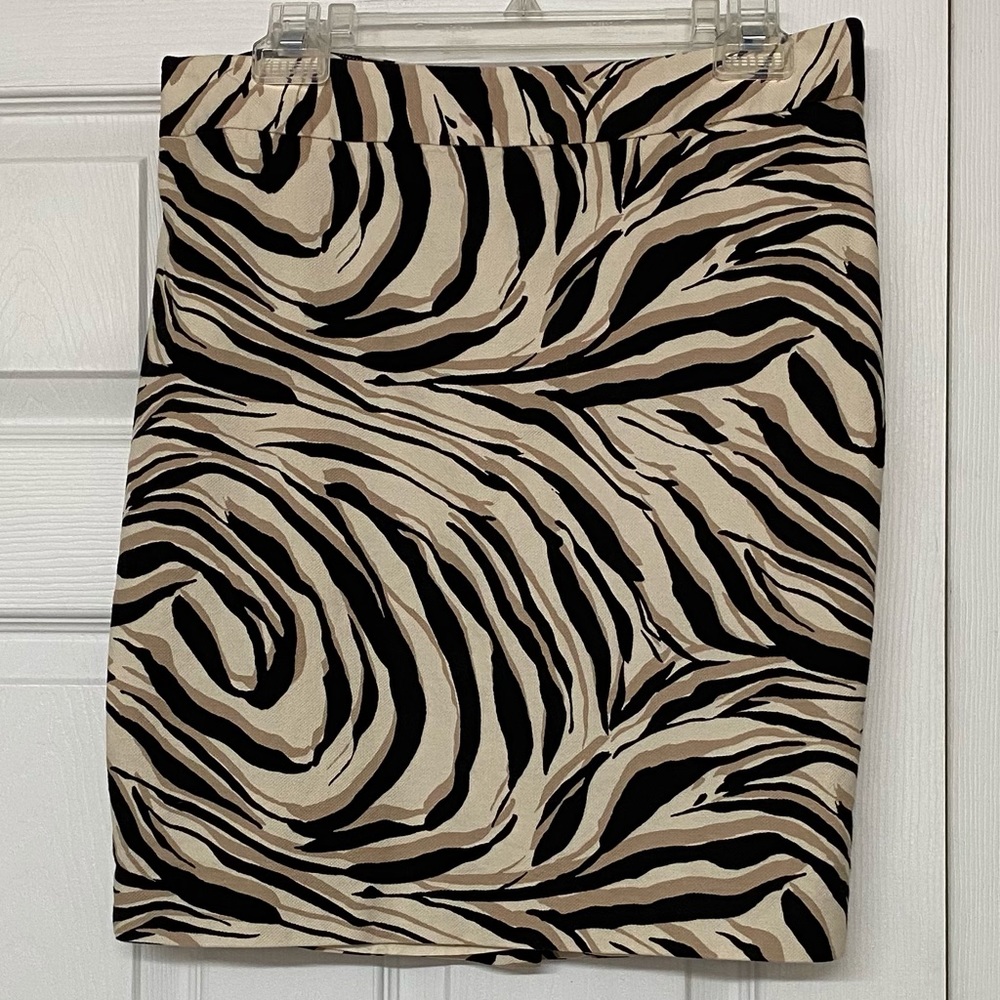 Ann Taylor Loft Animal Print Linen Look Straight Skirt Sz 10